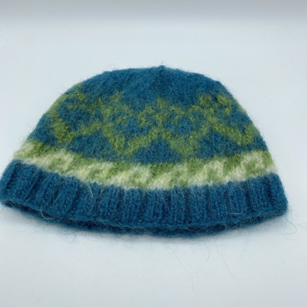 Global Girlfriend Teal Blue Green Beanie Hat Knit Stocking Cap Winter Wool